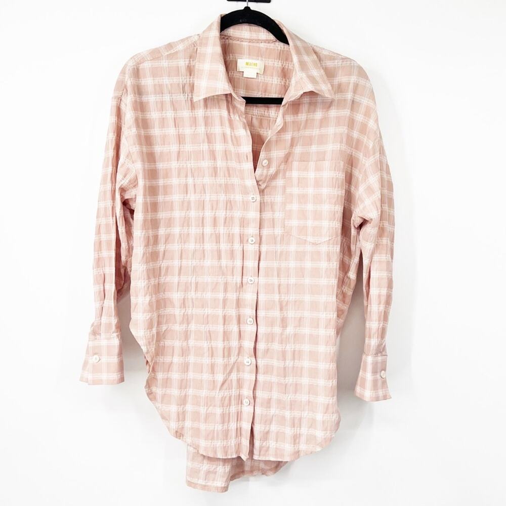 Maeve by Anthropologie Plaid Button Front Long Sleeve Shirt